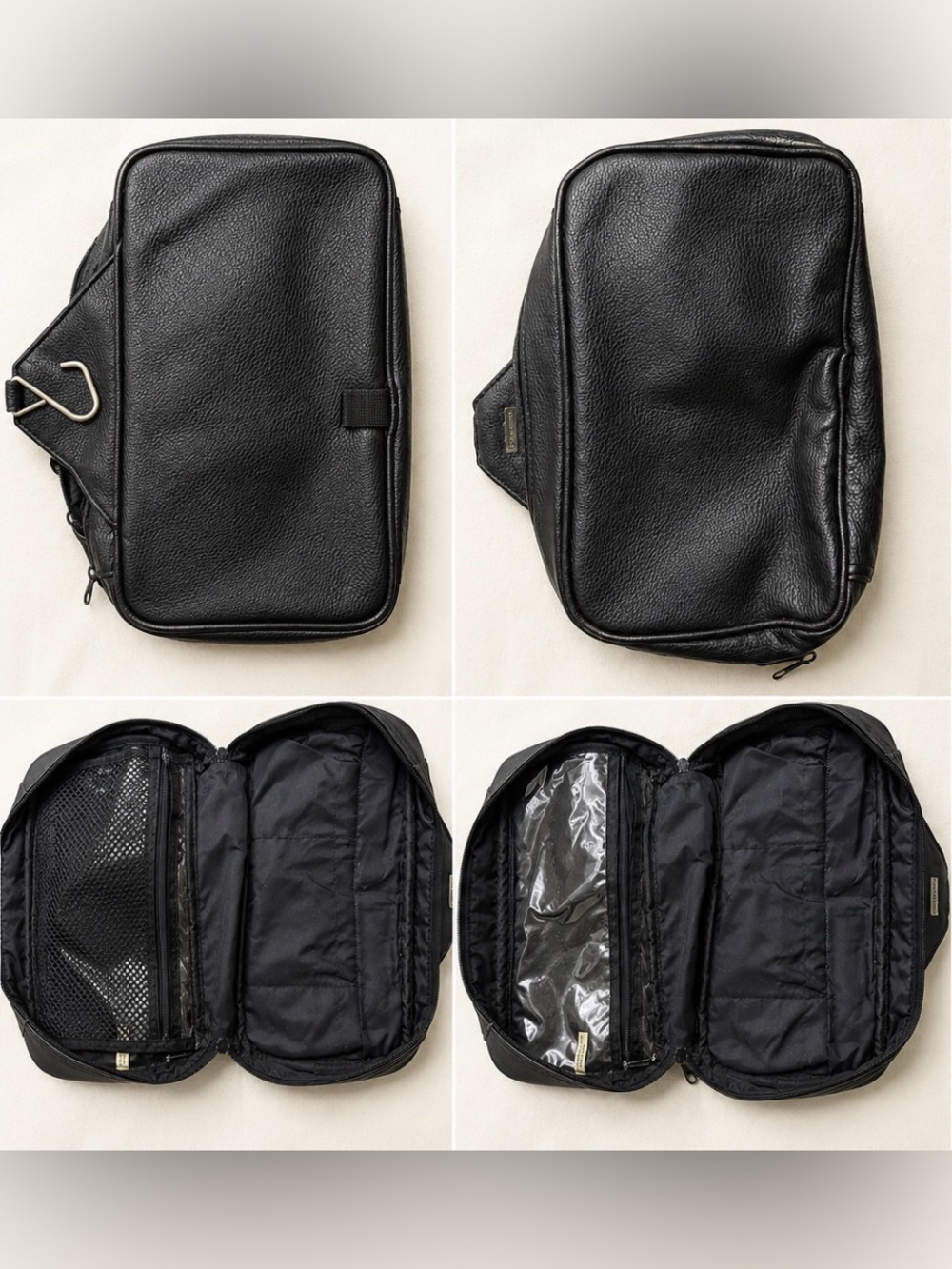 Dockers Black Leather Travel Toiletry Organizer Bag